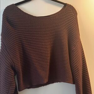 Lovers and Friends Brown Cropped Knit Sweater Small